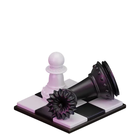 White pawn kill Black Queen  3D Icon