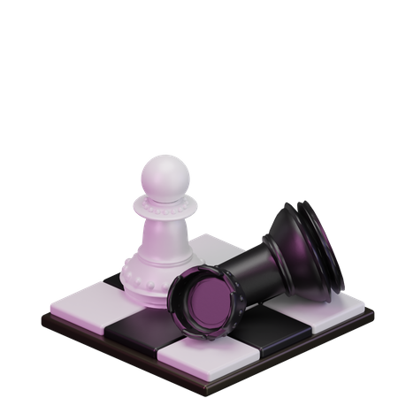 White pawn kill Black Rook 3D Icon