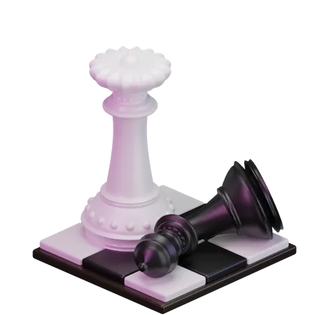 White Queen kill Black Bishop  3D Icon