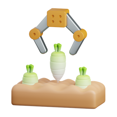 White Radish Farming  3D Icon