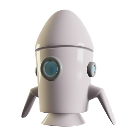 White Rocket Landed  3D Icon