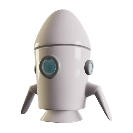White Rocket Landed  3D Icon