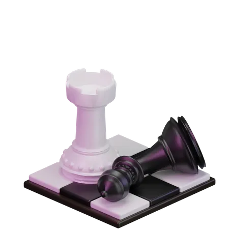 White Rook kill Black Bishop  3D Icon