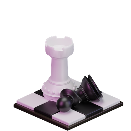 White Rook kill Black pawn 3D Icon