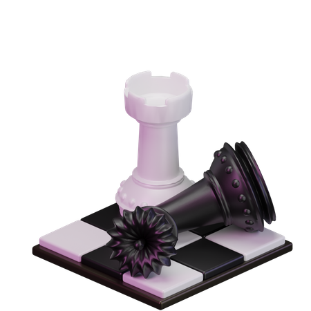 White Rook kill Black Queen  3D Icon