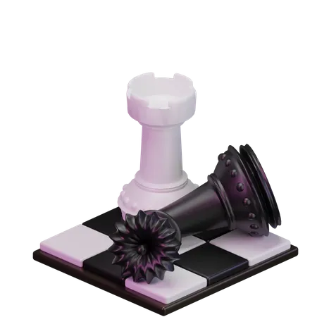 White Rook kill Black Queen  3D Icon