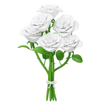 White Rose Bouquet  3D Icon