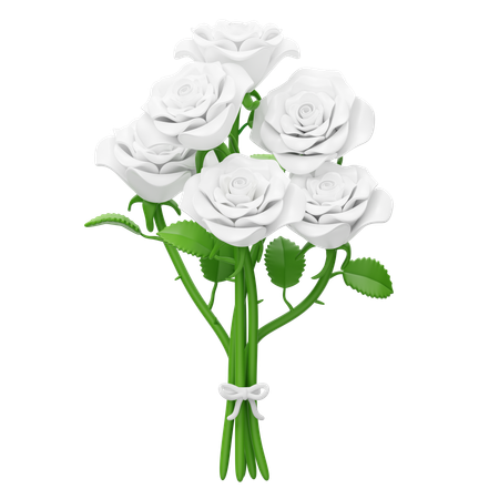 White Rose Bouquet  3D Icon