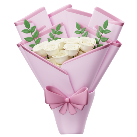 White Roses Bouquet  3D Icon