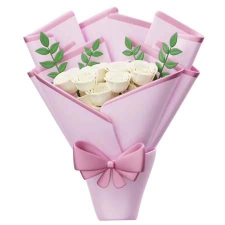 White Roses Bouquet  3D Icon