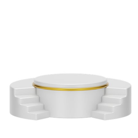White Stage Round Podium  3D Icon