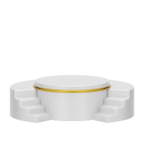 White Stage Round Podium  3D Icon