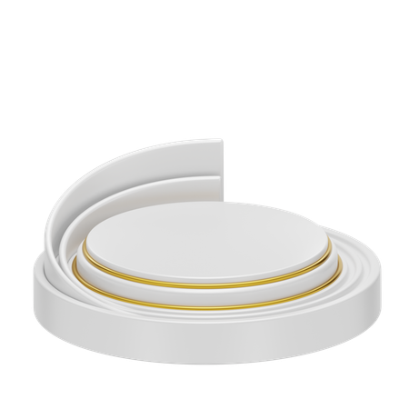 White Stage Round Podium  3D Icon