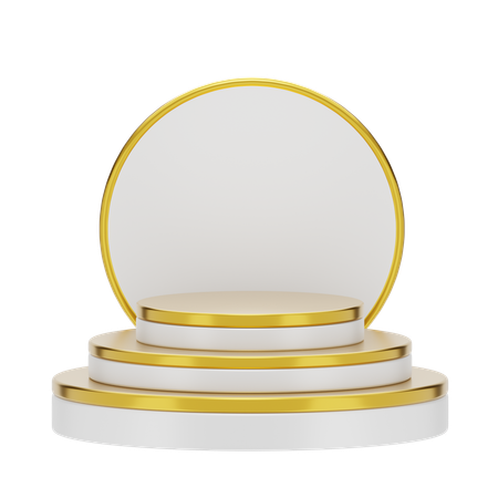 White Stage Round Podium  3D Icon