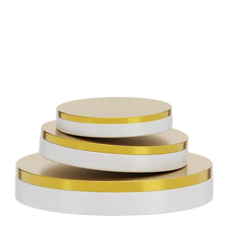 White Stage Round Podium  3D Icon