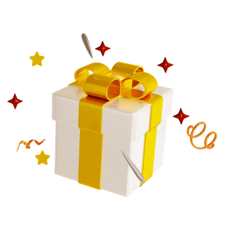White Surprise Gift Box With Sparkles  3D Icon