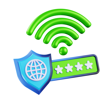 パスワードによる Wi-Fi 接続  3D Icon