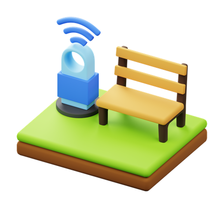 Wi-Fi Hotspot with Bench  3D Icon