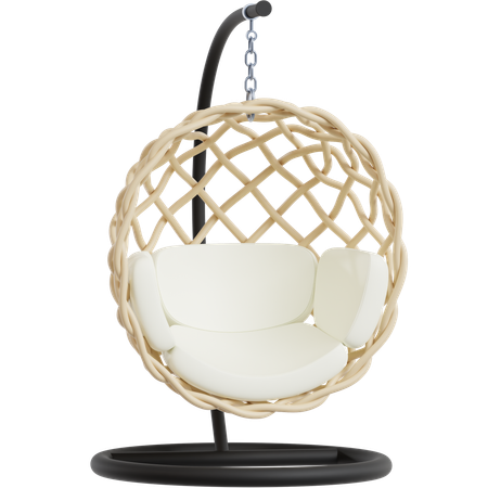 Wicker Egg Chair with Cushion  3D Icon