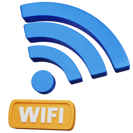 3 D Rendering Blue Wifi With Wifi Text Box Isolated 3D Icon