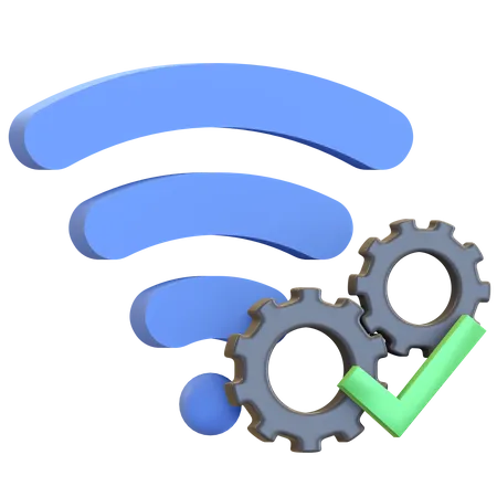 Secured Wifi Hotspot Setting With Gear And Check Mark Icon 3 D Render Illustration 3D Illustration