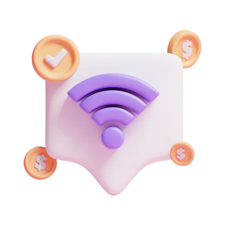 Paiement Wi-Fi  3D Icon