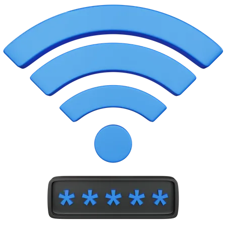 3 D Rendering Blue Wifi With Password Field Isolated 3D Icon