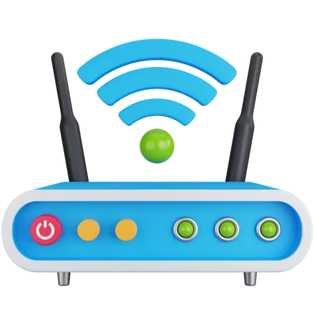 3 D Icon Illustration Router With Wifi Network 3D Icon