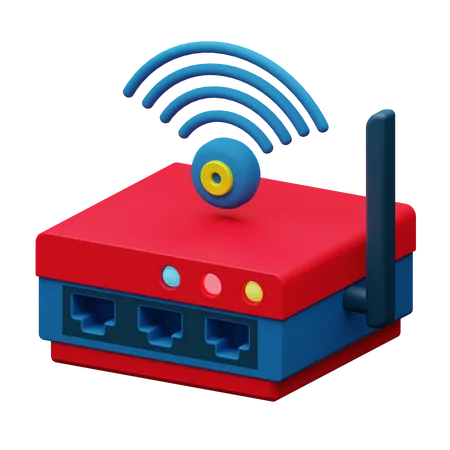 Router Device 3 D Icon On Computer Network Represented By Router And Wireless Signal 3D Icon