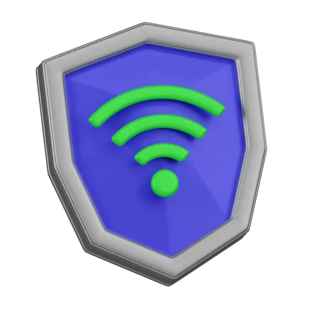 A 3 D Icon Depicting A Shield With Wi Fi Symbol Representing Secure Wireless Internet Connectivity And Data Protection 3D Icon