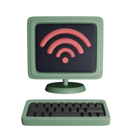 Computer Signal With Extensive Internet Network 3D Icon