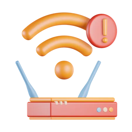 Wifi Signal Exclamation Alert 3D Icon