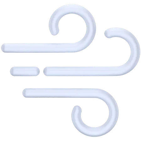 3 D Icon Of A White Wind Symbol 3D Icon