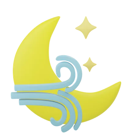 Wind and Moon  3D Icon