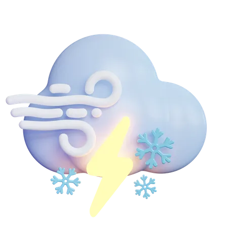 Windig blitz schnee wolke  3D Icon