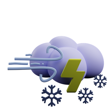 Windig blitz schnee wolke  3D Icon