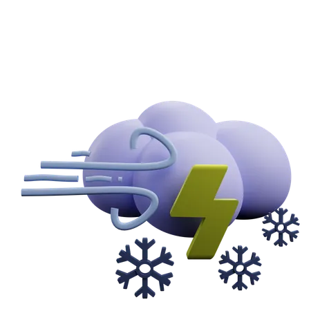 Windig blitz schnee wolke  3D Icon