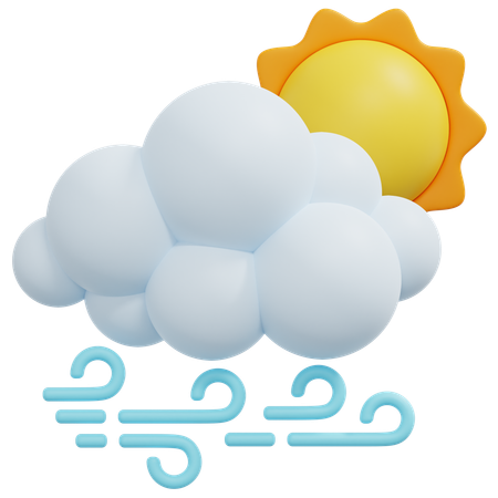 Wind Cloud Sun  3D Icon