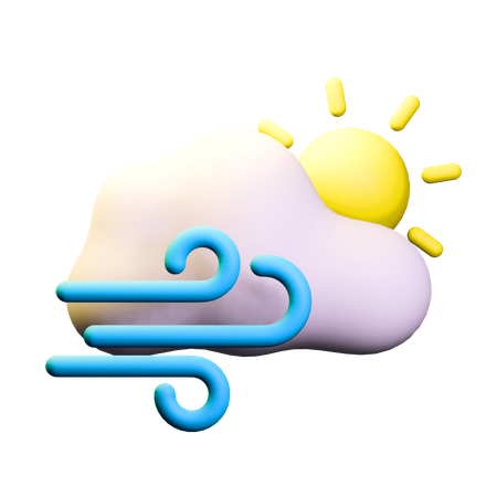 Wind Cloudy Day Weather  3D Icon