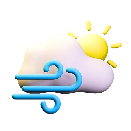 Wind Cloudy Day Weather  3D Icon