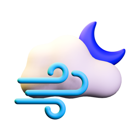 Wind Cloudy Night Weather  3D Icon