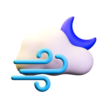 Wind Cloudy Night Weather  3D Icon