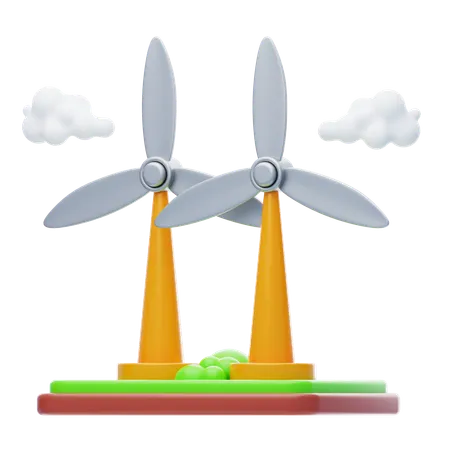 Wind Energy 3 D Icon Wind Mill Wind Turbine Wind Power Station With Long Vanes 3D Icon