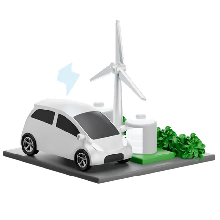 Wind Energy Ev Charging  3D Icon