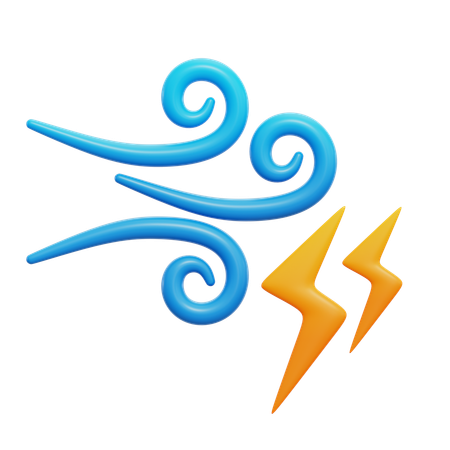 Wind Lightning  3D Icon