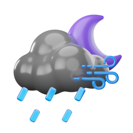 Wind Rainy Night  3D Icon