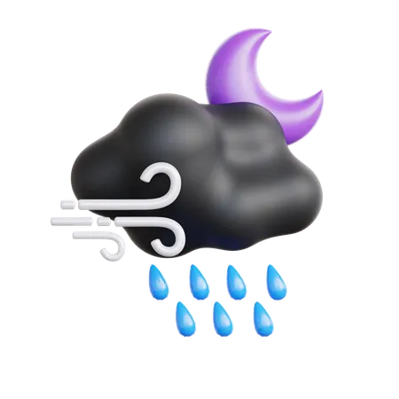 Wind Rainy Night  3D Icon