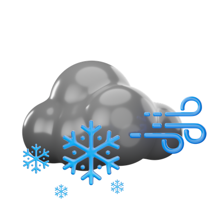 Wind Snowfall Cloudy  3D Icon