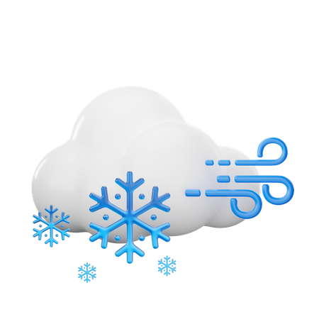 Wind Snowfall Cloudy  3D Icon