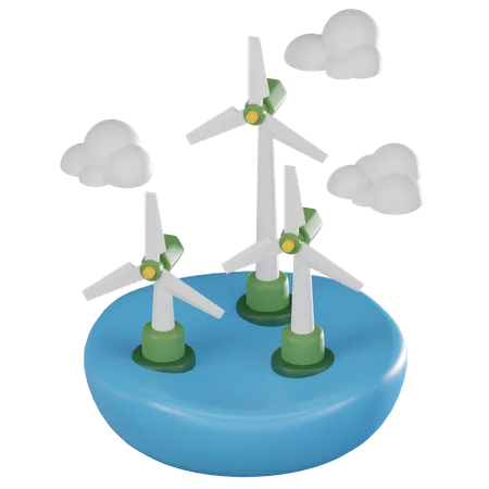 Wind Turbine  3D Icon